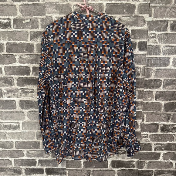 Isabel Marant Etoile Nahla Printed Blouse geometric button down shirt top blue - Picture 11 of 12